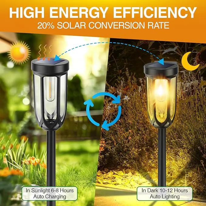 Solar Pathway Lights Outdoor, Bright Solar Lights Outdoor Waterproof IP65, Auto On/Off Driveway Patio Light, LED Solar Garden Lights Landscape Lighting for Walkway Lawn Yard (4 Pack) by GreenHaven Gardens