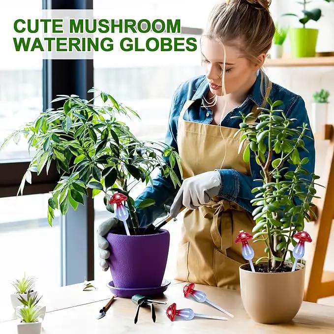 Headley Tools Plant Watering Globes Mushroom, Glass Plant Watering Globes, Self Watering Planter Insert, Cute Self Watering Globes - (4 PCS) by GreenHaven Gardens