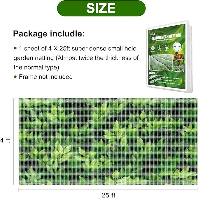 Garden Netting, Jevrench Durable Ultra Fine Garden Netting, Garden Plant Cover Row Cover Makes Plants, Vegetables, Fruits, and Flowers Grow Better (4ft x 25ft) by GreenHaven Gardens