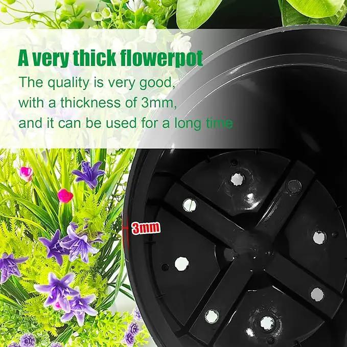 10 Inch Plastic Nursery Pots for Plants 10 Pack Plant Pots with Drainage Holes 2 Gallon Nursery Pots Perfect for Indoor Outdoor Plants Such as Herbs, Strwaberrys and Flowers, Black by GreenHaven Gardens