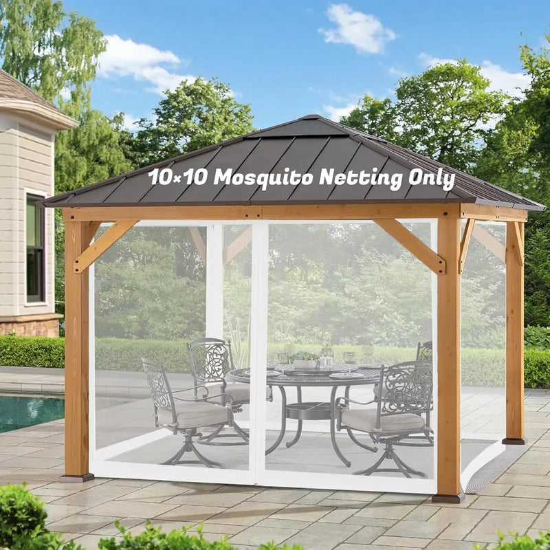 10'x10' Mosquito Netting for Patio with Zipper, Outdoor Replacement Mesh Sidewall Netting for Porch/Patio/Canopy/Gazebo (Mosquito Netting Only, White) by GreenHaven Gardens