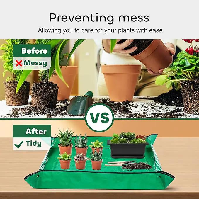 GROWNEER Bonsai Training Pots with Drainage Trays 3 Packs 6.5 Inch, Durable Bonsai Tree Starter Set Kits with Repotting Mat Small Indoor Outdoor Growing Pot Rectangle Planter, Built in Mesh by GreenHaven Gardens