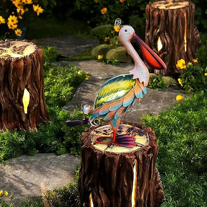 HONGLAND Solar Metal Pelican Statues Garden Sculpture & Statues, Glass Outdoor Pelican Yard Art Coastal Ocean Bird Decor Lawn Ornament for Backyard Porch Patio Decor（19 Inch） by GreenHaven Gardens