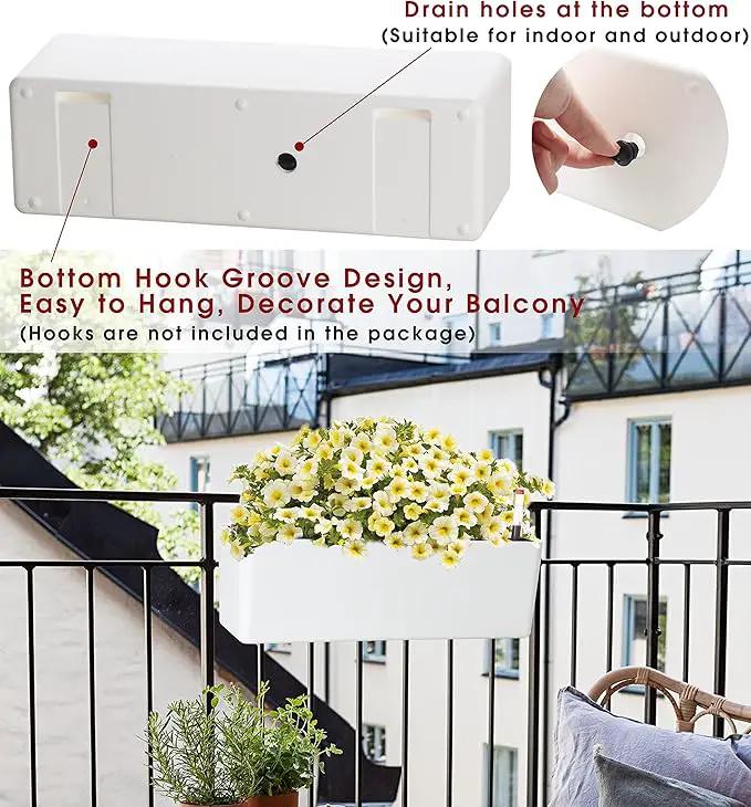 GardenBasix Elongated Self Watering Planter Pots Window Box 5.5 x 16 inch Indoor Home Garden Modern Decorative Planter Pot for All House Plants Flowers Herbs (White,1-Pack) by GreenHaven Gardens