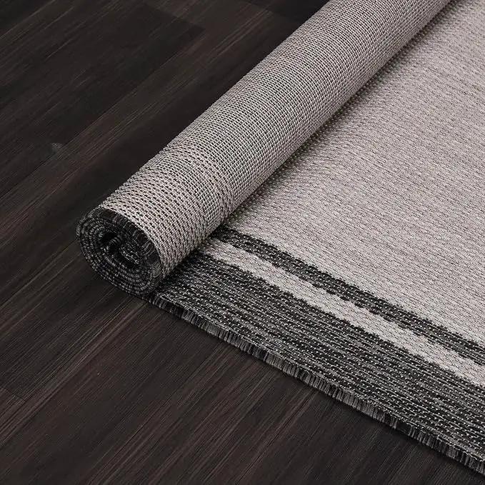 CAMILSON Indoor Outdoor Rug, 5x7 Bordered Gray Modern Area Rugs for Indoor and Outdoor Patios, Kitchen and Hallway Mats, Washable Porch Deck Outside Carpet (Bordered Grey, 5 x 7) by GreenHaven Gardens
