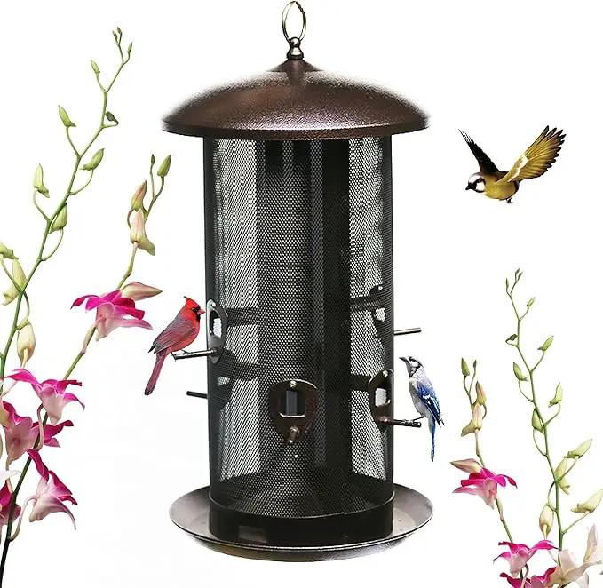 Nature's Rhythm Metal Hopper Bird Feeder, Dual Seed Compartments, 10 Feeding Ports, Holds 10lbs Seed, Attracts Cardinals, Titmice, Nuthatches by GreenHaven Gardens