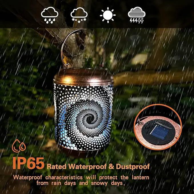 4 Pack Solar Lanterns Outdoor Hanging Lantern Metal Waterproof LED Lantern with Solar Powered Garden Patio Decorations Decor Lantern with Handle Christmas Gift Idea by GreenHaven Gardens