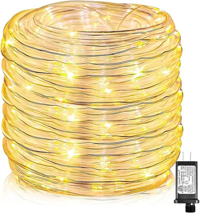 Rope Lights Outdoor, 100FT 300 LED Plug in Christmas Lights with Waterproof 8 Modes, Connectable String Twinkle Light for Indoor House Patio Garden Party Holiday Decorations, Warm White by GreenHaven Gardens