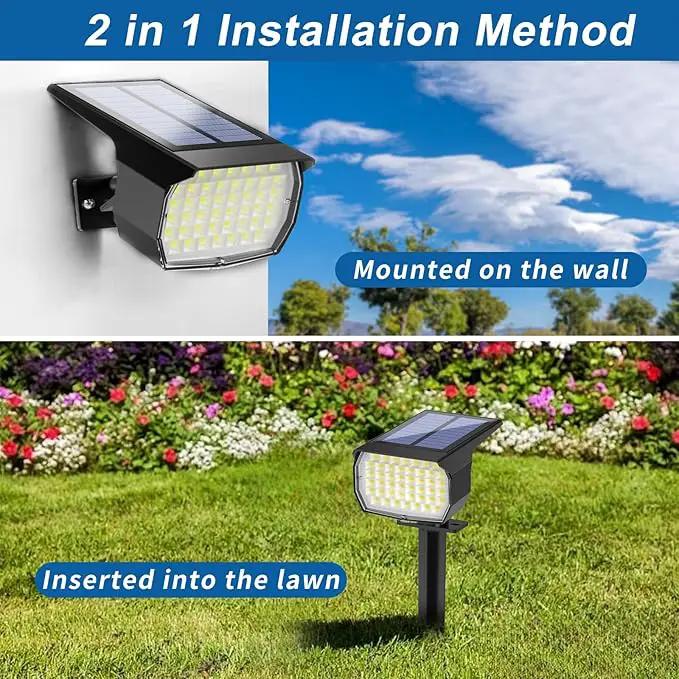 Solar Spot Lights Outdoor Waterproof IP65, 2 Pack Landscape Spotlights with 46 LEDs, 3 Modes Auto On/Off Solar Powered Flood Lights for Outside Pathway, Yard, Garden, Walkway (Cool White) by GreenHaven Gardens