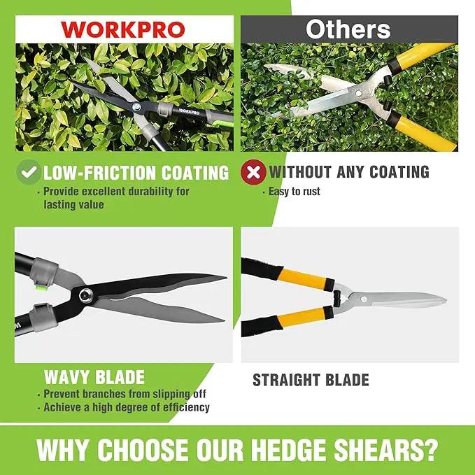 WORKPRO Garden Hedge Shears, 23" Manual Hedge Clippers, Professional Bush Cutter, Gardening Pruners Scissors, Hedge Trimmers, Shears Gardening Tools for Pruning Borders & Shrubs by GreenHaven Gardens