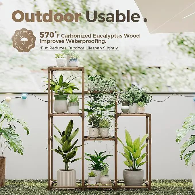Bamworld Tall Plant Stand Indoor Wood Plant Shelf Outdoor Tiered Plant Rack for Multiple Plants 5 Tiers 7 Pots Ladder Plant Holder Plant Table for Plant Pots Gardening Gifts by GreenHaven Gardens