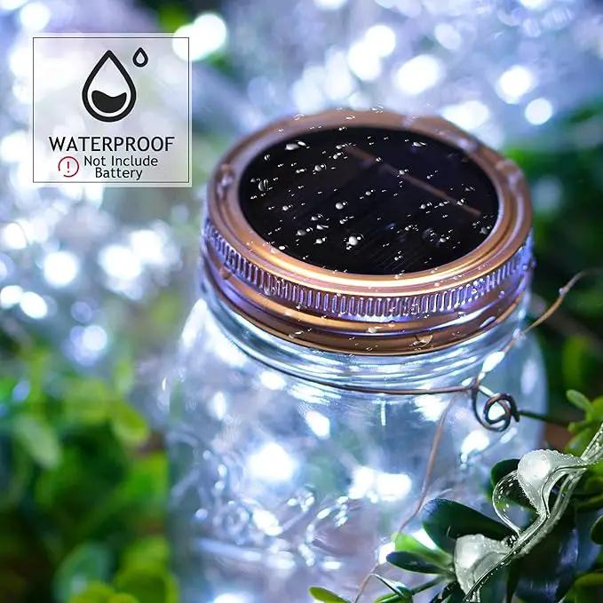 Mason Jars Lids 30 LED 12 Pack Solar Fairy Firefly Lights - Solar Lantern Hanging Lights for Patio Yard Garden Wedding Decorations - Cool White by GreenHaven Gardens