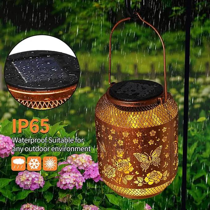Butterfly Solar Lanterns Outdoor Waterproof Rose Garden Decor Gifts for Women Mom Grandma Hanging Solar Lights Metal Lantern Decoration Outside for Yard, Patio, Backyard, Porch by GreenHaven Gardens
