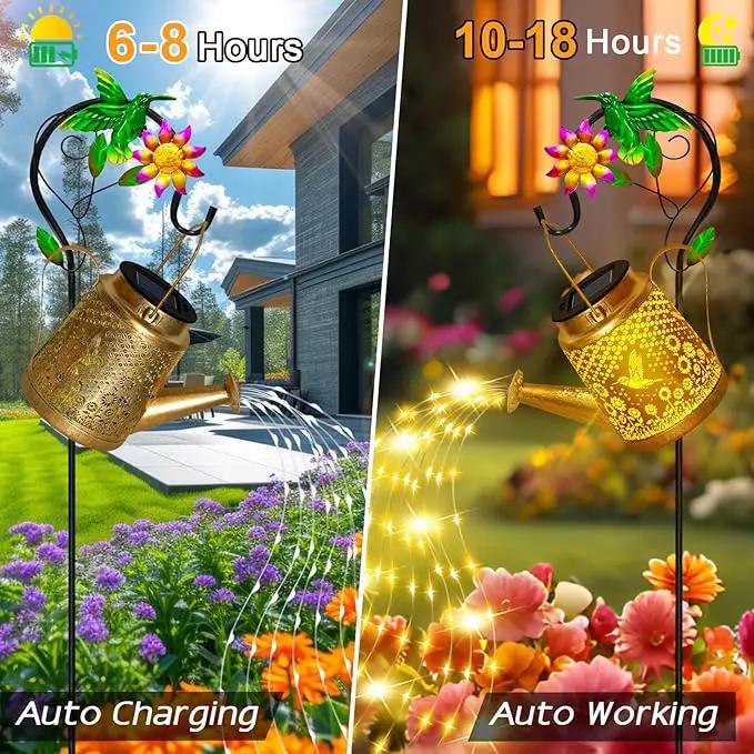 Hummingbird Solar Watering Can Lights, Outdoor Waterproof Garden Lanterns with Shepherd Hook, Solar Garden Decor for Yard Outdoor Landscape Pathway Porch Patio, Gift for Women Mom Grandma by GreenHaven Gardens