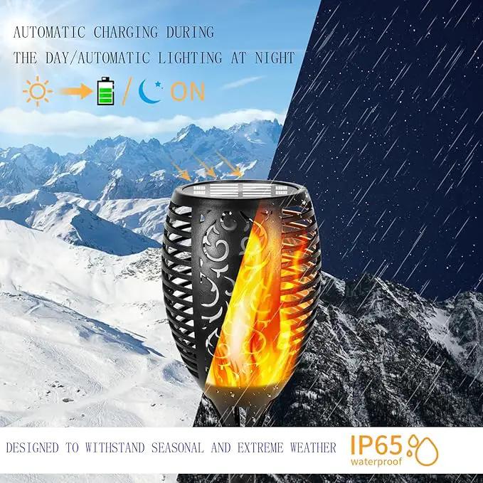 I-SHUNFA 96 LED Outdoor Waterproof Solar Torch Lights with 3 Modes—Flickering Flame, Fade Effect, or Full Brightness! Automatic On/Off Landscape Decorations and Security Lights by GreenHaven Gardens