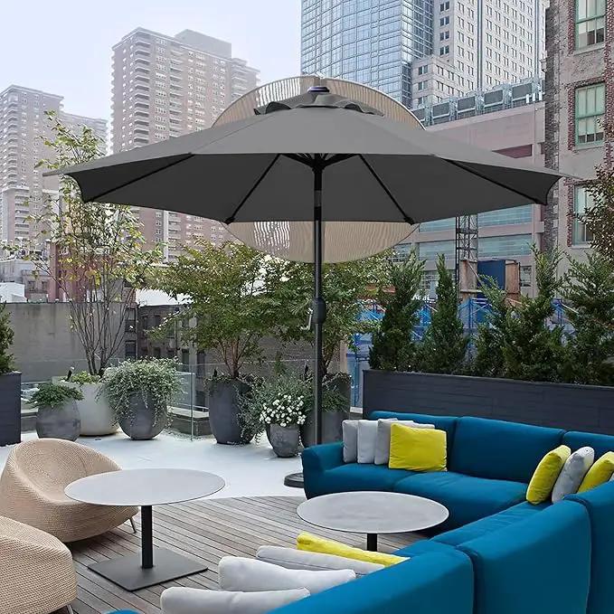 Sunnyglade 9' Patio Umbrella Outdoor Table Umbrella with 8 Sturdy Ribs (Grey) by GreenHaven Gardens