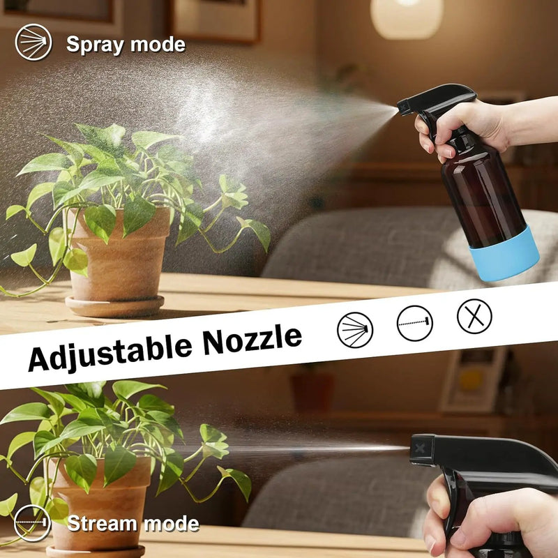 Glass Spray Bottles with Silicone Sleeve 16.9oz 2 Pack Empty Spray Bottle for Hair Mist/Stream Spraying for Cleaning Solutions, Plants, Essential Oils (Brown-sblue&black) by GreenHaven Gardens