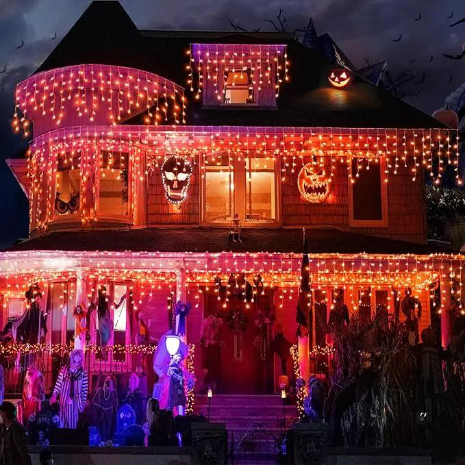 Christmas Icicle Lights Outdoor, 66ft 640 LED Icicle Lights for Outside with 8 Modes Timers, Waterproof Plug in Twinkle String Light for House Yard Eave Patio Party Holiday Decorations, Orange by GreenHaven Gardens