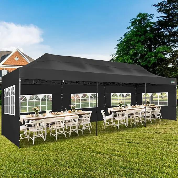 COBIZI 10x30 Pop up Canopy Tent 10x30 Canopy with Sidewalls, Heavy Duty Party Tent Tents for Parties, Foldable UPF 50+ Waterproof Commercial Easy up Canopy with Roller Bag, Black(Windproof Upgraded) by GreenHaven Gardens