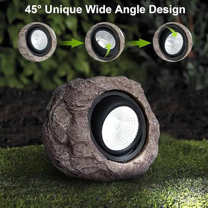 Solar Rock Lights, 4 Pack Solar Powered Waterproof LED Spotlights Decorative for Outdoor Garden, Pathway, Walkway, Yard, Landscape, Patio (Cool White) by GreenHaven Gardens