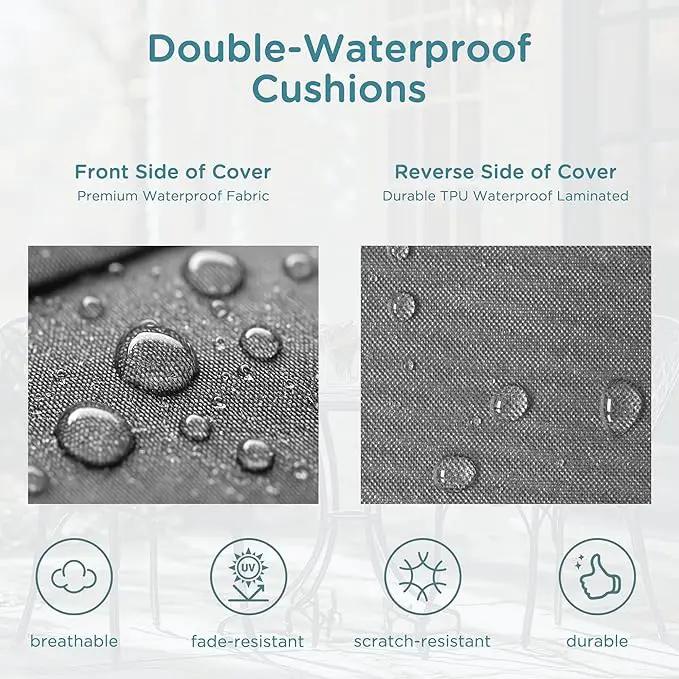 Codi Outdoor Couch Cushions 24x24 Inch, Thick Waterproof Seat Replacement Cushion with Handles & Adjustable Straps, Fade Resistant - Set of 2, Grey by GreenHaven Gardens