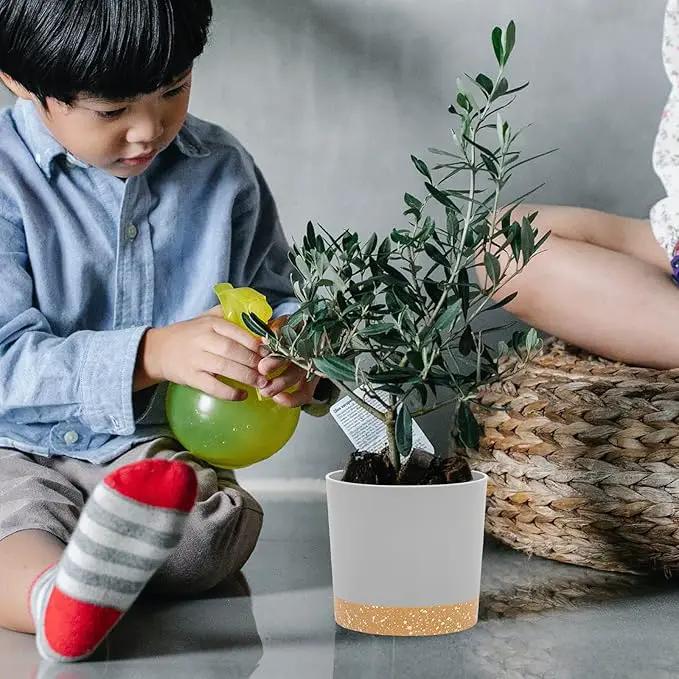 QCQHDU 5 inch Plant Pot, 2 Pack Planters for Indoor Plants with Drainage Holes & Saucer, Outdoor Flower Pots Home Garden Modern Decor by GreenHaven Gardens