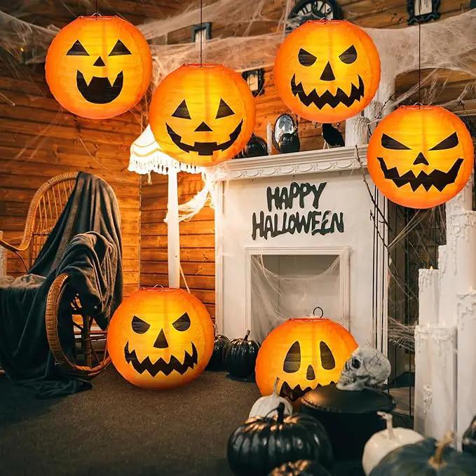 Retisee 20 Pcs 8 Inch Halloween Pumpkin Paper Lantern Halloween Jack O Lantern Paper Lantern Orange Pumpkin Lantern for Halloween Party Halloween Pumpkin Hanging Paper Lantern for Indoor Outdoor Decor by GreenHaven Gardens