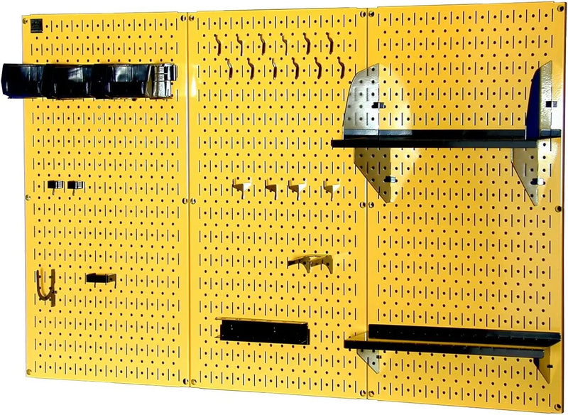 Wall Control 4 ft Metal Pegboard Standard Tool Storage Kit with Yellow Toolboard and Black Accessories by GreenHaven Gardens