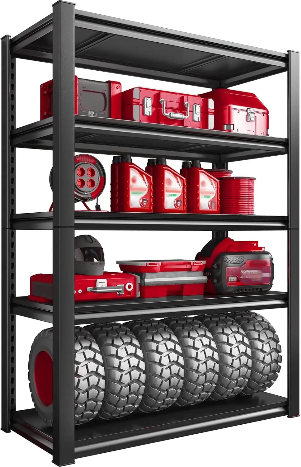 Raybee Storage Shelves 2000LBS Garage Shelving Heavy Duty, 5-Tier Adjustable Garage Shelves, Metal Shelving for Garage, Basement, Warehouse, Pantry, 72" H x 31.5" W x 16.5" D, Black by GreenHaven Gardens