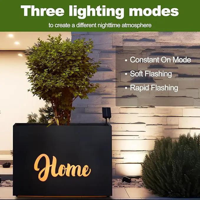Metal LED Planter Box Rectangular Block - Galvanized Steel Long Planters Box with Solar Light Outdoor All-Weather Use with Drainage Holes for Cafe Bar Mall Patio/Porch/Entrance, 35.5×24×12IN（Home） by GreenHaven Gardens