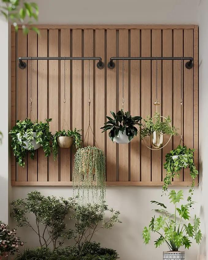 Plant Hanger Indoor, 2 Pack Hanging Planters Rod for Indoor Plants with 6 Hanging Chains, Wall Plant Hanging Rod for Window Ceiling, 38.2 Inch, Metal/Black, Pots Not Included… by GreenHaven Gardens