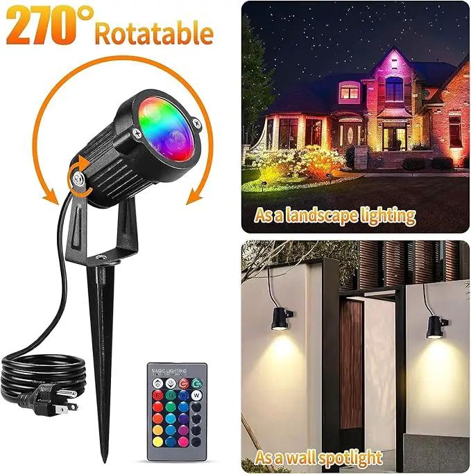 OurLeeme Lawn Flood Light Stake, 2-in-1 Waterproof Outdoor Remote Control Landscape Lighting Spotlight Wall Light for Yard Garden Driveway Pathway Pool by GreenHaven Gardens