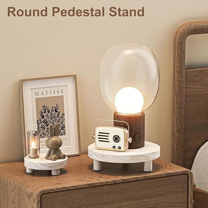 3 Pcs Wood Plant Stand Indoor Outdoor, Round Wood Riser for Decor 6/8/10" Wooden Stool Display Stand Flower Pot Holder Small Planter Tray Modern Potter Decorative for Desktop Counter Room by GreenHaven Gardens