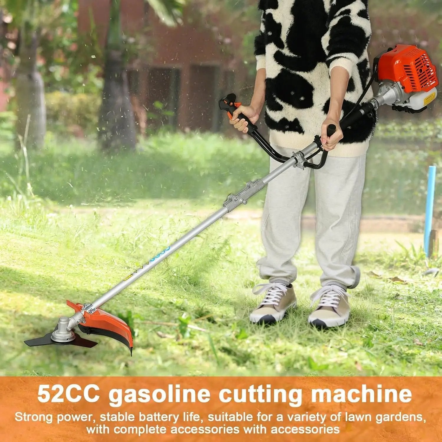2025 Upgraded Weed Wacker, 52CC Gas Powered Weed Eater, 2 in 1 Gas String Trimmer and Grass Cutter with 3 Teeth Brush Cutter Blade, Lightweight Hedge Trimmer Edger Lawn Tool for Garden Yard by GreenHaven Gardens