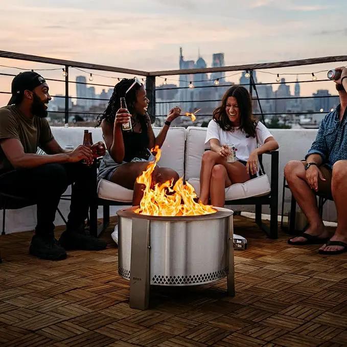 Breeo Smokeless Fire Pit (Y Series - Stainless Steel) | 21 inch Portable Smokeless Firepit for Outside | 31 Pounds | Ideal for Families Compatible with Wide Range of Breeo Accessories by GreenHaven Gardens