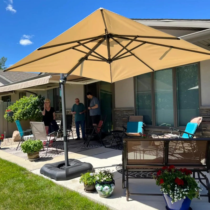 PURPLE LEAF 8 Feet Patio Umbrella Outdoor Cantilever Square Umbrella Aluminum Offset Umbrella with 360-degree Rotation for Garden Deck Pool Patio, Beige by GreenHaven Gardens