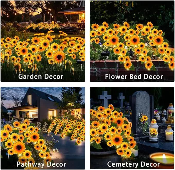 Solar Garden Lights Outdoor, 2 Pack Sunflower Lights with 46 Lifelike Sunflower, Waterproof 90 Bright LED Fall Garden Decor Solar Flowers for Patio Flowerbed Yard, Gift for Mom by GreenHaven Gardens