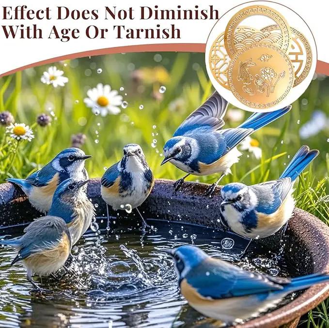 Copper Bird Bath Purification Disk, Water Wiggler for Bird Bath, Bird Bath Copper Disk, 1mm Reinforced 99% Pure Copper Cleaning Disk, Universal Fit for Outdoor Birdbaths, 4 Inch in Diameter (A) by GreenHaven Gardens