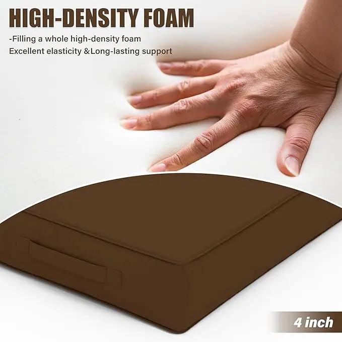 Patio Chair Cushions 22 X 22 X 4 Inch Waterproof Outdoor Seat Cushions for Patio Furniture, Outdoor Sofa Couch Pads with Ties & Handle, Set of 2, Chocolate by GreenHaven Gardens
