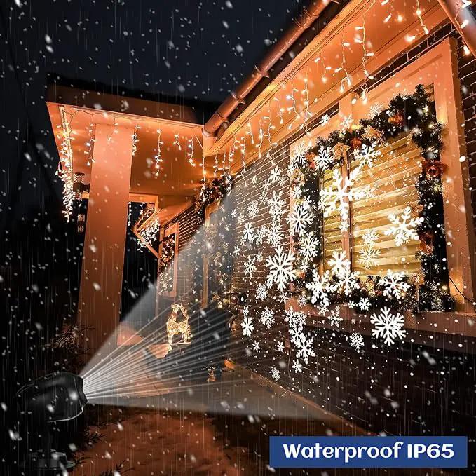 4 Pcs Christmas Snowflake Projector Lights Outdoor Waterproof Highlight Rotating LED Snow Lights with Remote Control for Xmas Holiday Party Garden Landscape Home Decoration by GreenHaven Gardens