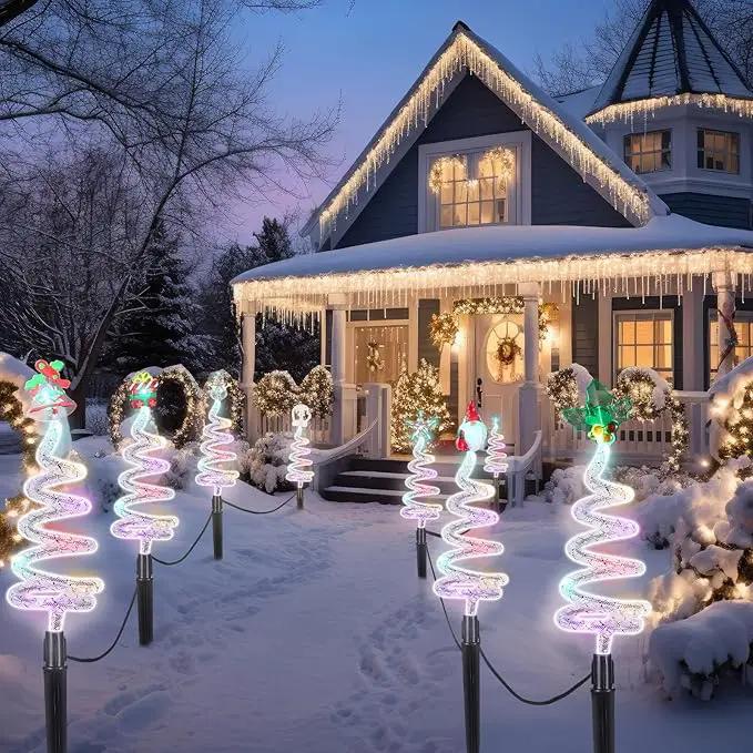 8 Pcs Solar Christmas Garden Stake Lights 8 Mode Yard Landscape Path Lights Xmas Solar Christmas Decorations Outdoor Waterproof Pathway Decor for Outside Holiday Garden Patio by GreenHaven Gardens