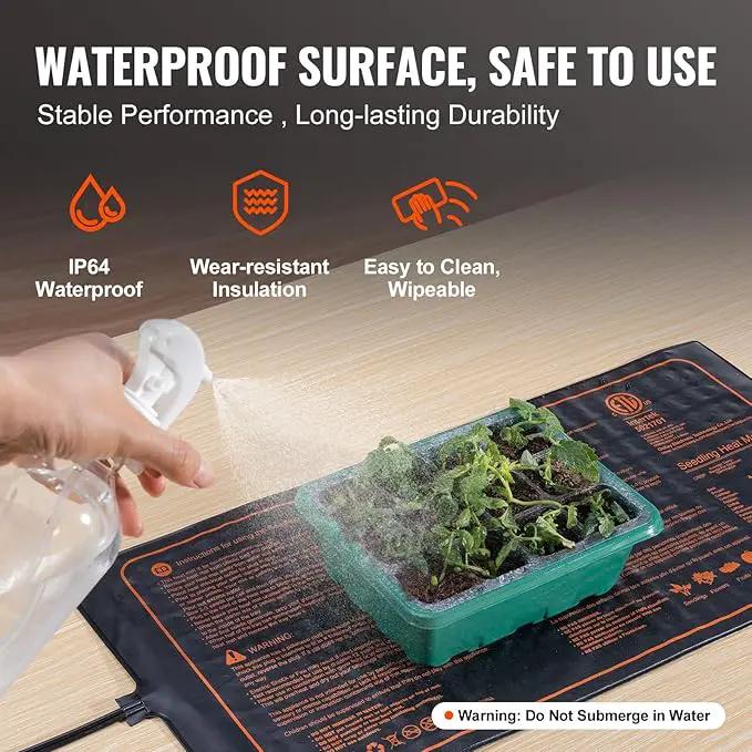 VEVOR 2 Pack Seedling Heat Mat 10"x 20.75", MET-Certified Warm Hydroponic Plant Heating Pad for Seed Starting, Waterproof Heating Mats for Germination, Indoor Gardening Tested toStandards by GreenHaven Gardens
