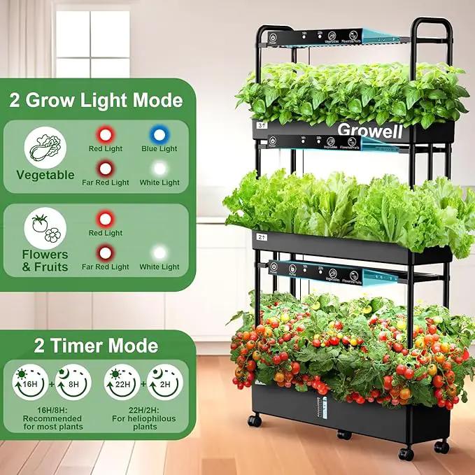 Growell Large Hydroponics Growing System Kit, 90 Pods Vertical Hydroponic Garden with 2 Light Modes Grow Light, Auto Circulating Water System, 40L Indoor Gardening System for Herb Vegetable Fruit by GreenHaven Gardens