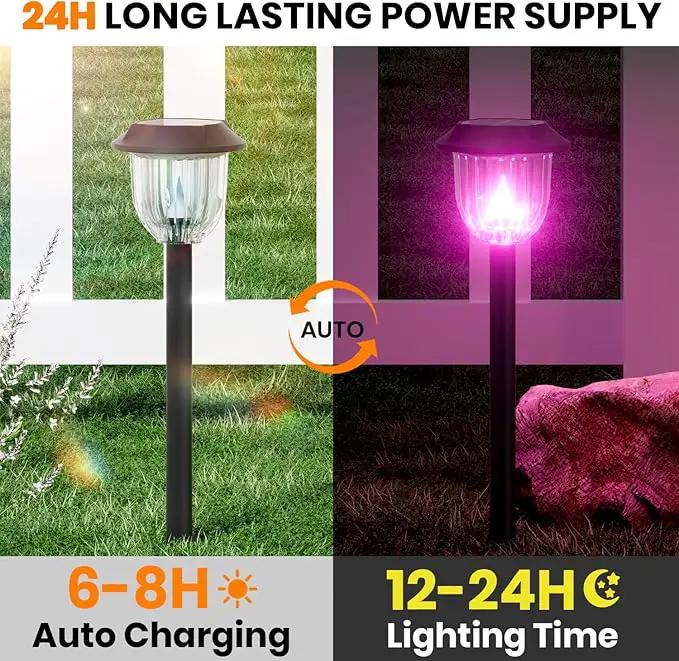 AOSEA 2 Pack Solar Pathway Lights Outdoor Waterproof - Auto RGB Color Changing Solar Lights, IP65, 12H Bright, Durable Plastic - Perfect for Garden & Walkway by GreenHaven Gardens