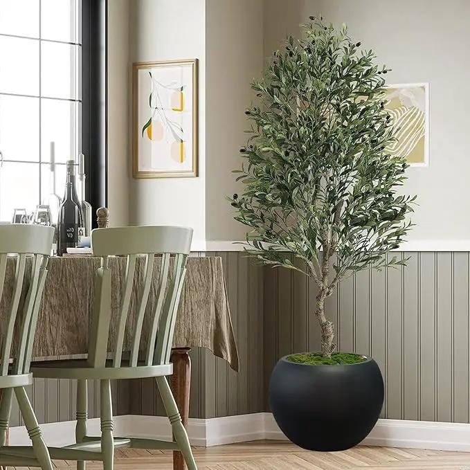 13.5 H x 17" Dia (12" Pot Opening) Round Fiberstone Planter with Drainage Hole, Black, Indoor/Outdoor Large Plant Pot for Home Patio Garden, Ideal for Large Plants by GreenHaven Gardens