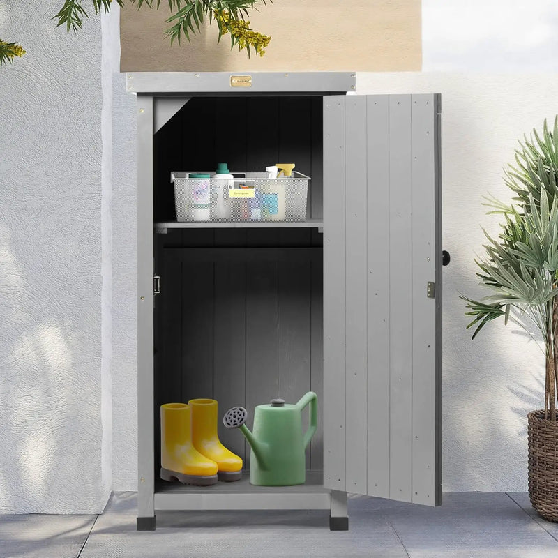 Outdoor Storage Cabinet for Patio, Garden Potting Bench Table with Shelves & Metal-Tabletop, Wooden Planting Work Station, Weatherproof by GreenHaven Gardens