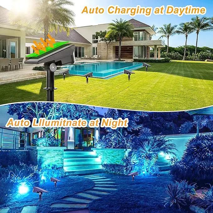 2W Solar Spotlights,T-SUNUS IP65 Waterproof Outdoor Solar Lights Landscape Lighting Wall Light Auto On/ Off with 2 Green Dual Spot Headlamp for Tree,Patio, Yard, Garden by GreenHaven Gardens
