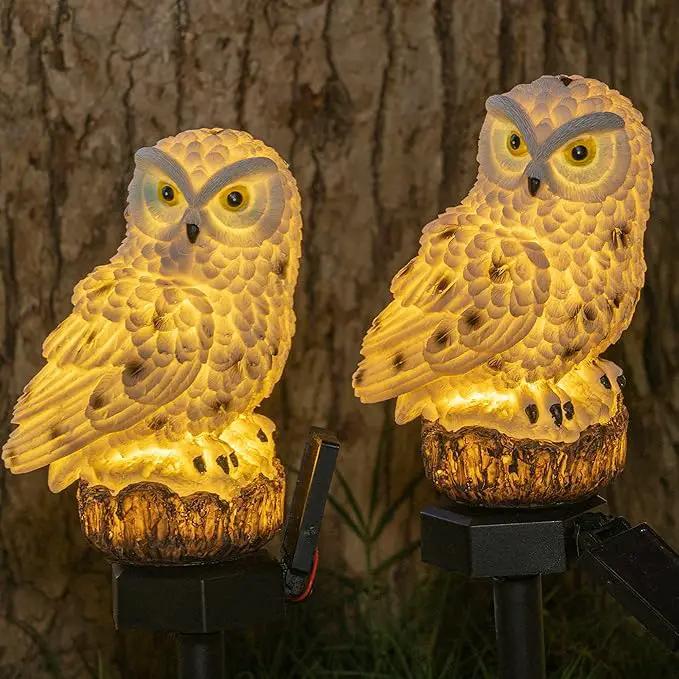 Dazzle Bright 2 Pack Owl Figure Solar LED Lights, Resin Garden Waterproof Decorations with Stake for Outdoor Yard Pathway Outside Patio Lawn Decor to Scare Birds Away, Gifts for Women, Owl Lovers by GreenHaven Gardens