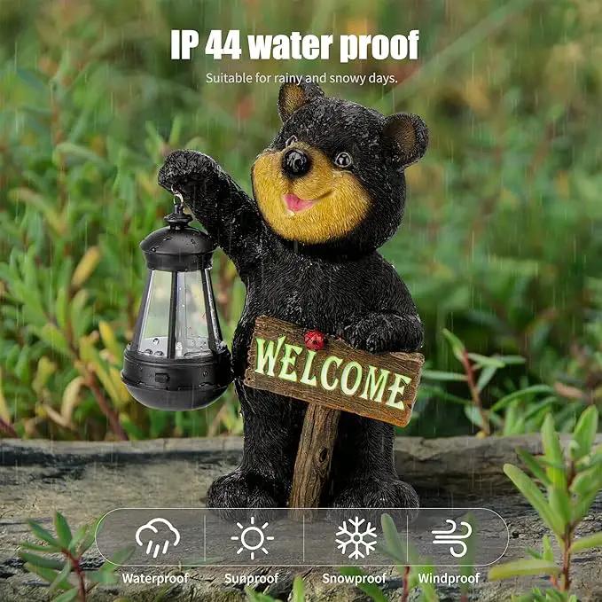Juegoal Garden Bear Statue with Solar LED Lantern, Luminous Welcome Sign, Gifts for Mom Yard Art, Whimsical Figurine Large Sculpture Lighted Outdoor Mother's Day Spring Decorations for Lawn, Porch by GreenHaven Gardens