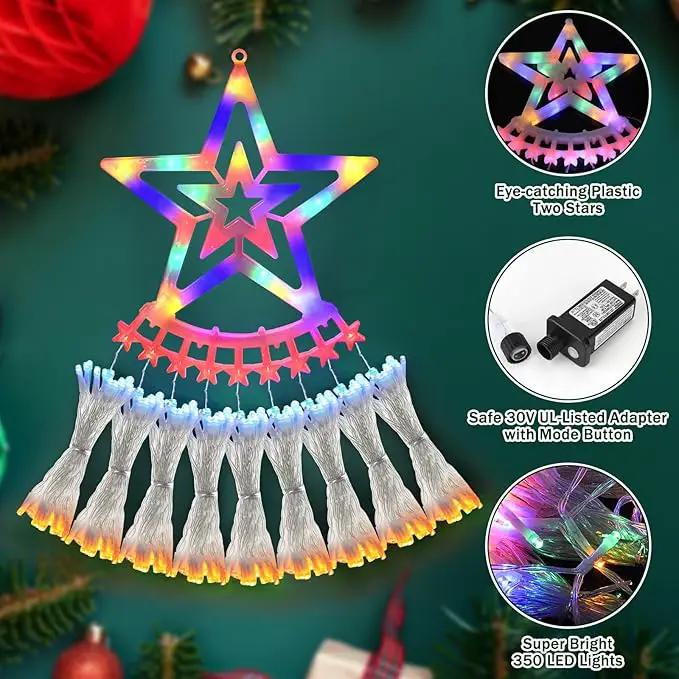 Christmas Decoration Lights, Outdoor Christmas String Lights 320 LED 11.5 Ft Waterfall Tree Lights with Big Star Topper 8 Light Modes for Christmas New Year Holiday Garden Yard Indoor Outdoor Decor by GreenHaven Gardens